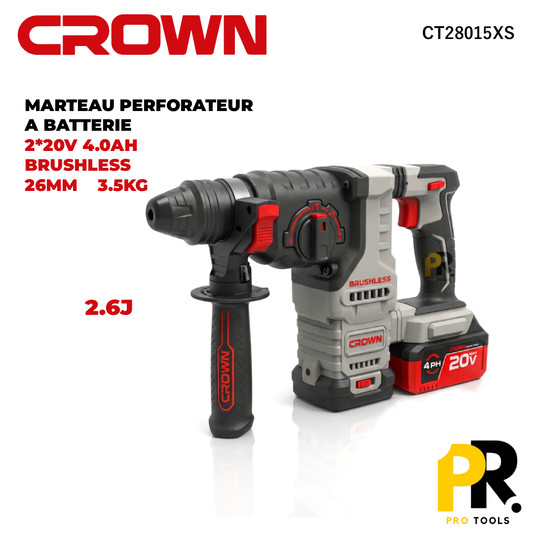 MARTEAU PERFORATEUR 20V 2.6J BRUSHLESS CROWN | CT28015XS مطرقة ثقب وحفر لاسلكية