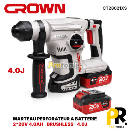 MARTEAU PERFORATEUR A BATTERIE 20V 4.0AH 4.0J CROWN [CT28021XS]  مطرقة الحفر والتكسير