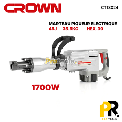 MARTEAU PIQUEUR ELECTRIQUE 45J 1700W CROWN | CT18024 مطرقة تكسير