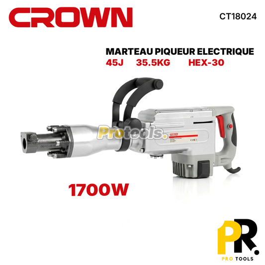 MARTEAU PIQUEUR ELECTRIQUE 45J 1700W CROWN [CT18024] مطرقة تكسير