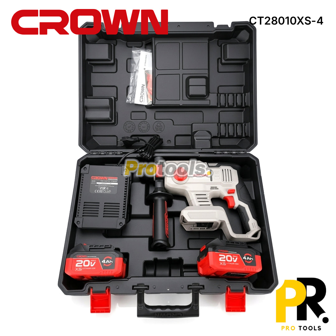 MARTEAU PERFORATEUR A BATTERIE 20V 4.0AH 18MM 1.7J BRUSHLESS CROWN [CT28010XS] مطرقة ثاقبة لاسلكية