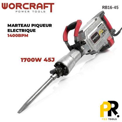 MARTEAU PIQUEUR ELECTRIQUE 1700W 45J WORCRAFT | RB16-45 المطرقة الكهربائية