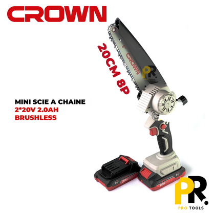MINI SCIE A CHAINE 8'POUCE 20CM 20V 2.0AH BRUSHLESS CROWN [CT29023XS-2] BMC منشار خشب بطارية
