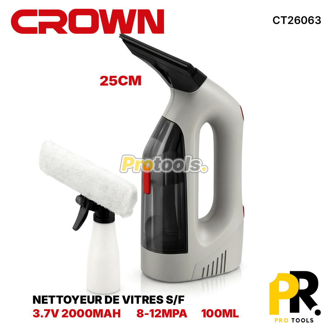 NETTOYEUR DE VITRES S/F 3.7V 2000MAH CROWN | CT26063 منظف النوافذ اللاسلكي