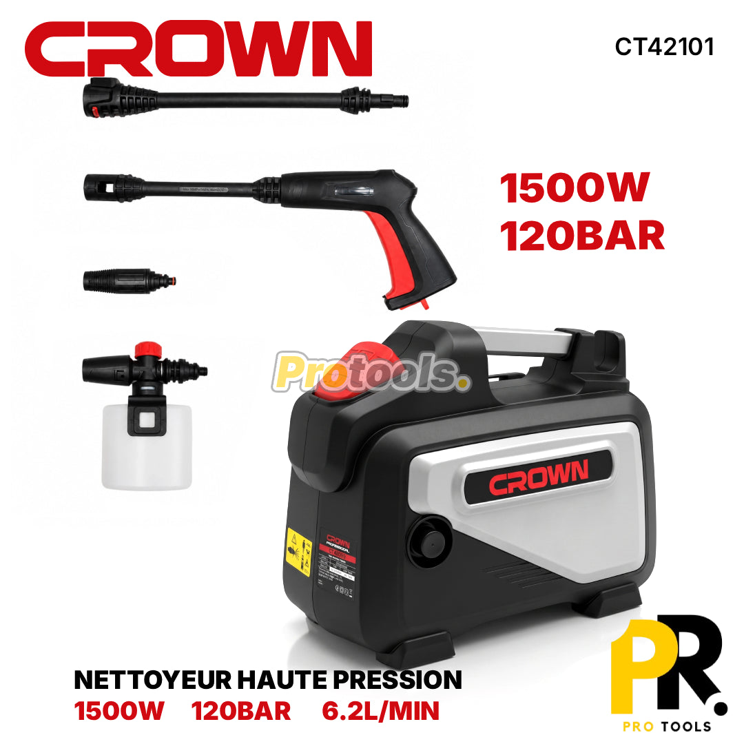 NETTOYEUR HAUTE PRESSION 1500W 120BAR CROWN [CT42101] جهاز التنظيف بالضغط العالي