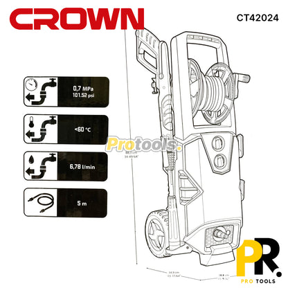 NETTOYEUR HAUTE PRESSION 150BAR 2000W CROWN [CT42024] جهاز التنظيف بالضغط العالي