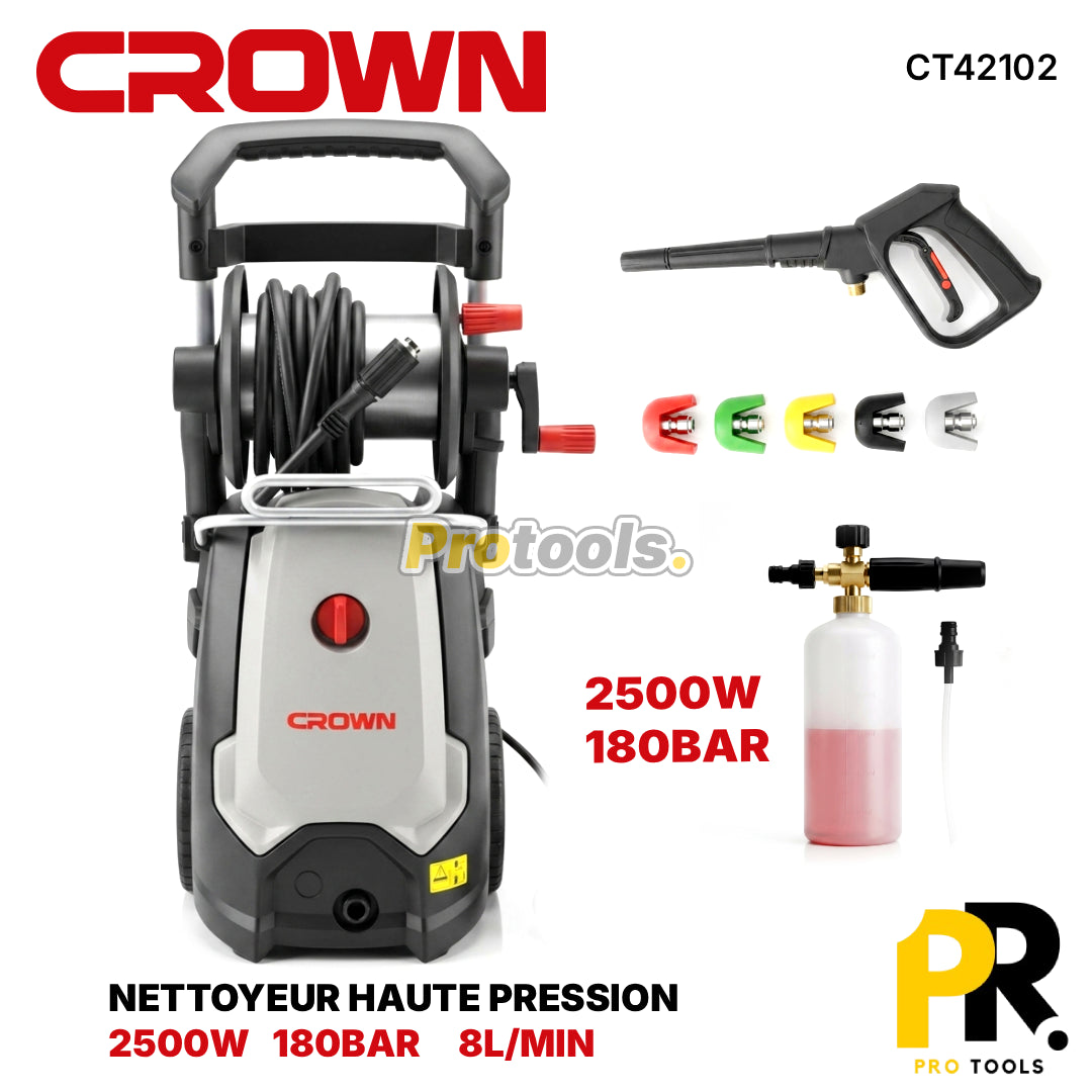 NETTOYEUR HAUTE PRESSION 2500W 180BAR CROWN [CT42102] جهاز التنظيف بالضغط العالي