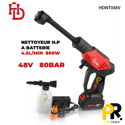 NETTOYEUR HAUTE PRESSSION BATTERIE 48V 4.0AH 80BAR HDPRO | HDNT048V جهاز غسل السيارات ببطارية