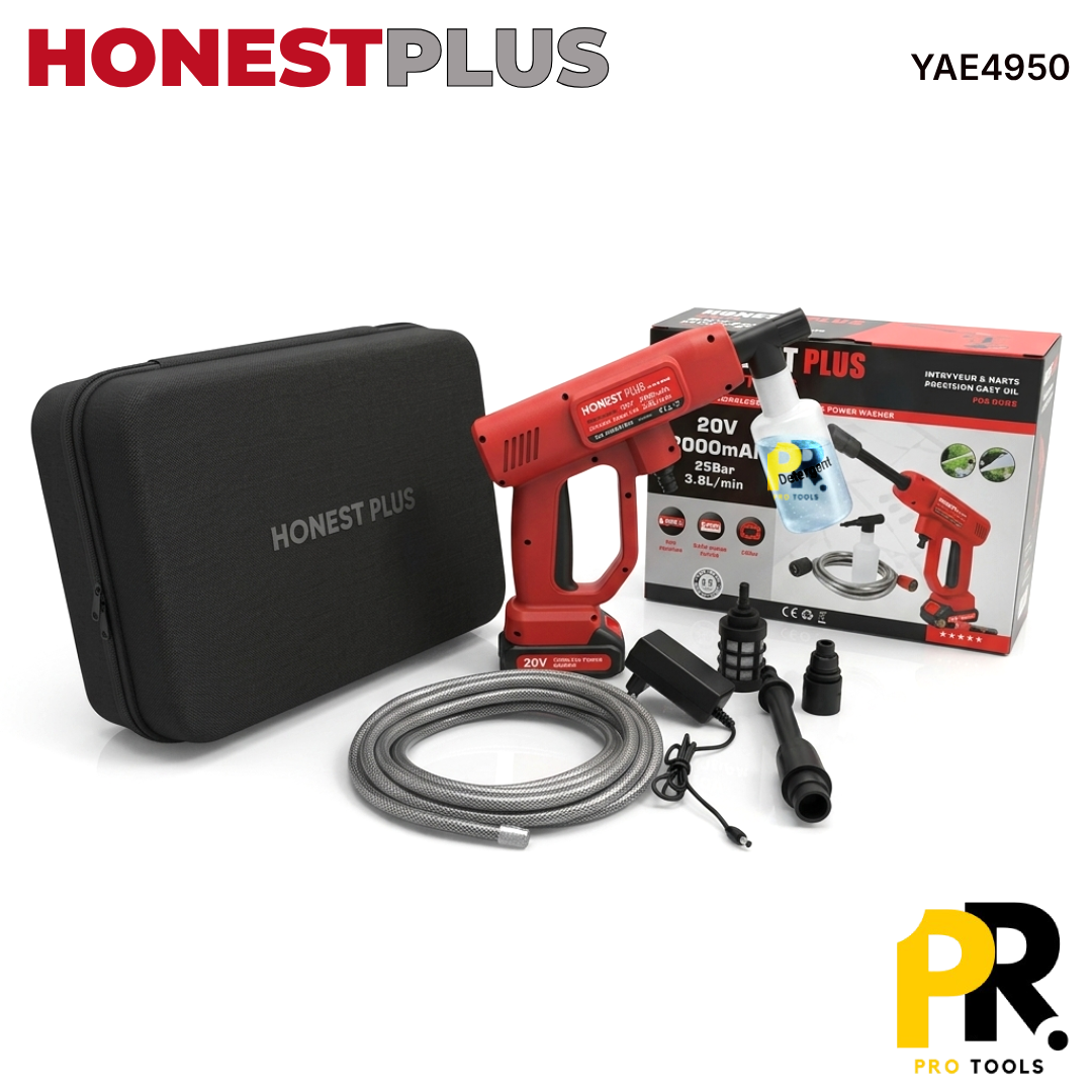 NETTOYEUR HAUTE PRESSSION BATTERIE 20V 2.0AH 20BAR HONESTPLUS | YAE4950 جهاز غسل السيارات ببطارية