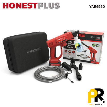 NETTOYEUR HAUTE PRESSSION BATTERIE 20V 2.0AH 20BAR HONESTPLUS | YAE4950 جهاز غسل السيارات ببطارية