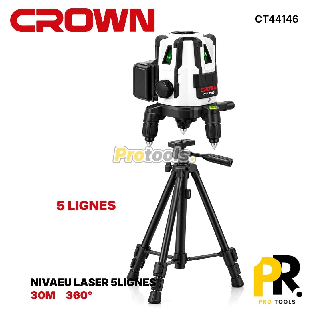 NIVAEU LASER 5LIGNES 30M AVEC TRIPIED CROWN [CT44146] ميزان ليزر