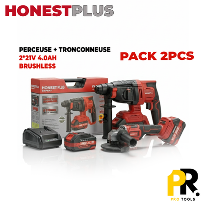 PACK 2PCS BATTERIE 21V 4.0A BRUSHLESS HONESTPLUS | HPL2PCSB باك متعدد الاستخدامات