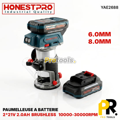 PAUMELLEUSE A BATTERIE 21V 2.0AH 6.0MM-8.0MM BRUSHLESS HONESTPRO | YAE2688 آلة حفر مفاصل الأبواب