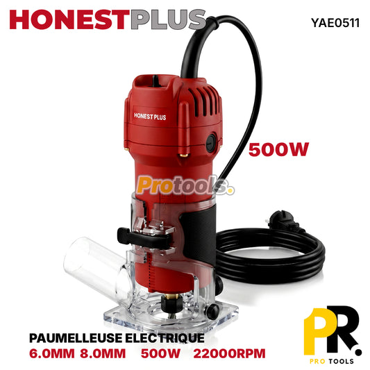 PAUMELLEUSE ELECTRIQUE 6MM 8MM 500W HONESTPLUS [YAE0511] آلة حفر مفاصل الأبواب