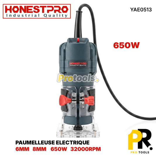 PAUMELLEUSE ELECTRIQUE 6MM 8MM 650W HONESTPRO [YAE0513] آلة حفر مفاصل الأبواب