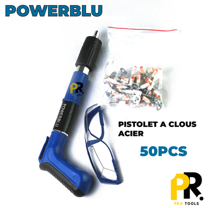 PISTOLET A CLOUS ACIER AVEC 50PCS POWERBLU | YAE1080 مسدس تثبيت المسامير