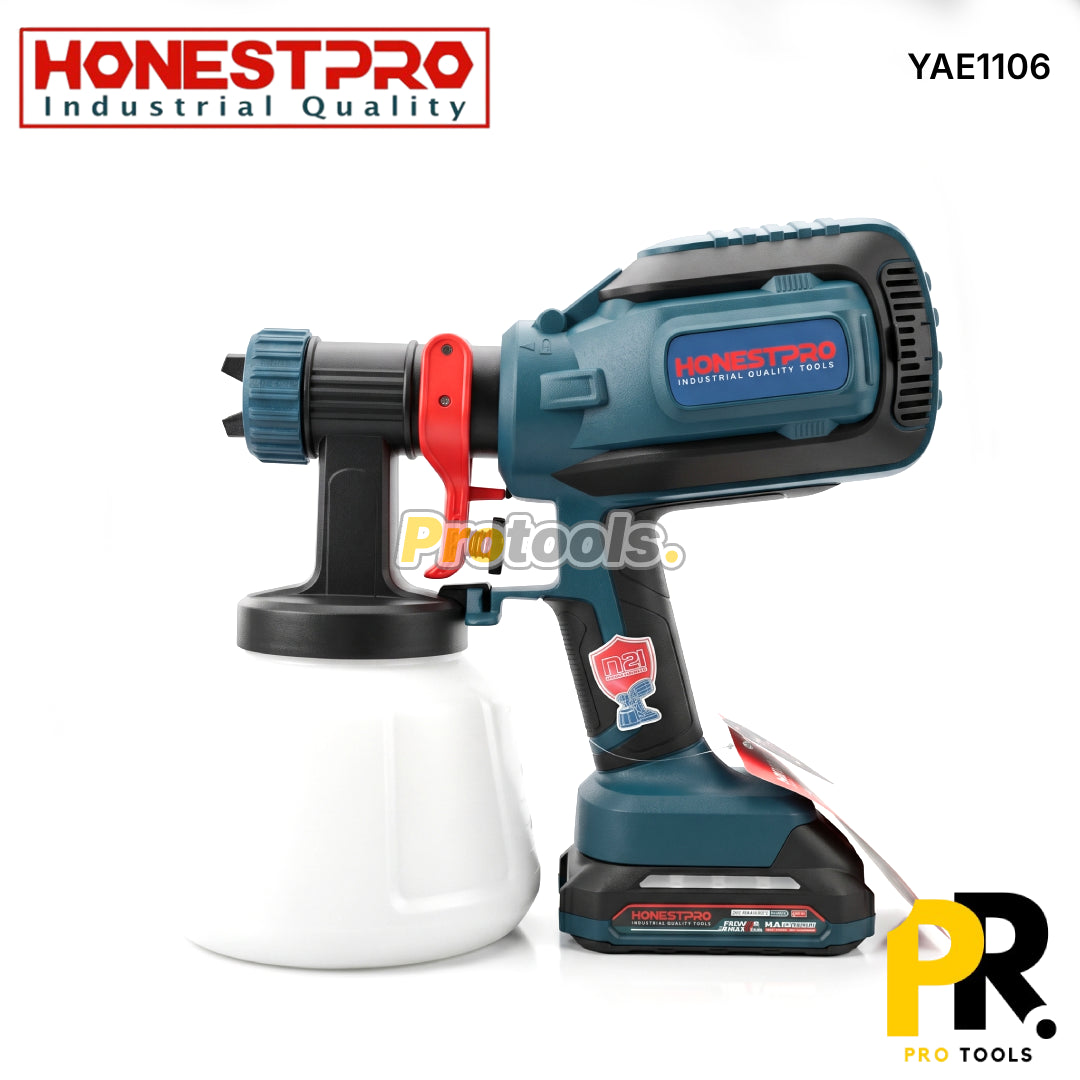 PISTOLET PEINTURE A BATTERIE 21V 2.0AH 1200ML 650ML/MIN HONESTPRO | YAE1106 مسدس رش الطلاء اللاسلكي