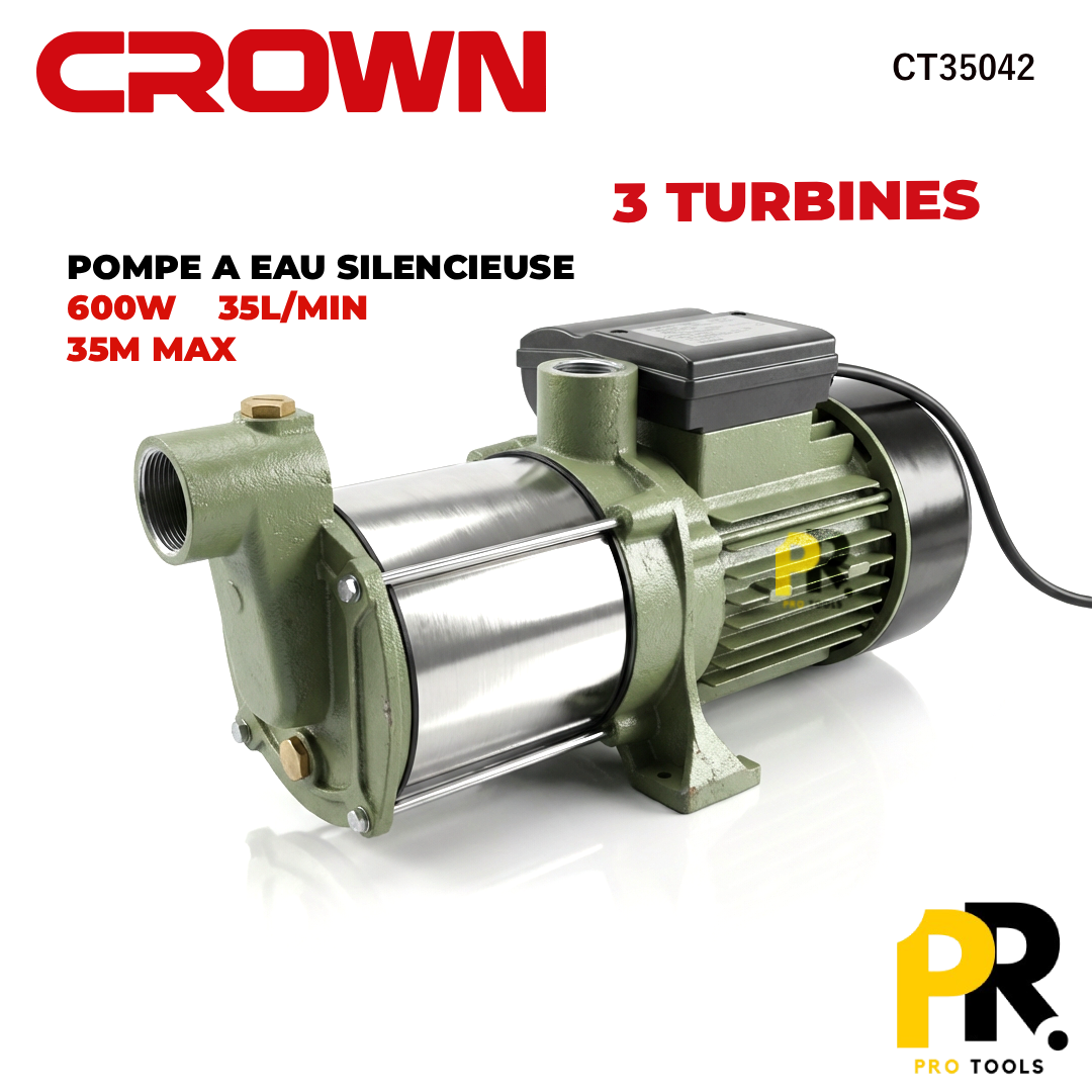 POMPE A EAU SILENCIEUSE 3 TURBINES 600W CROWN | CT35042 RS3 مضخة