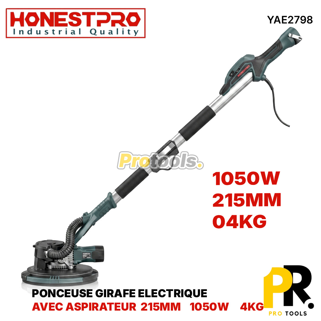 PONCEUSE GIRAFE ELECTRIQUE AVEC ASPIRATEUR 215MM 1050W HONESTPRO [YAE2798] مصنفرة الحوائط