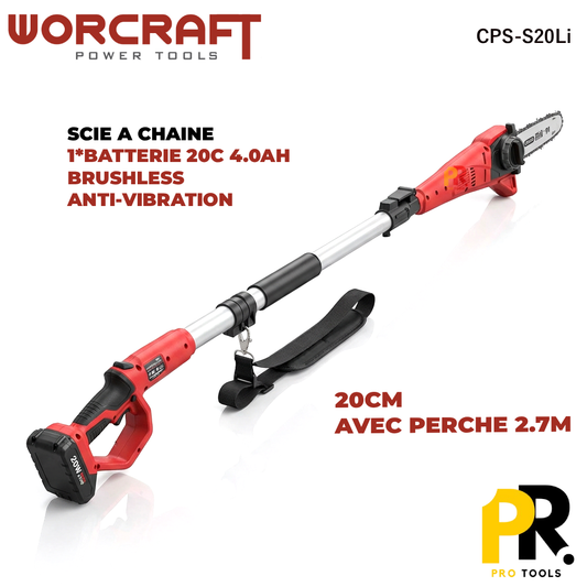 SCIE A CHAINE A BRAS 20V 4.0AH 2.7M BRUSHLESS WORCRAFT [CPS-S20Li] منشار عمودي