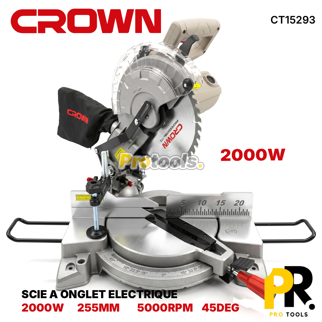 SCIE A ONGLET ELECTRIQUE 255MM 2000W CROWN | CT15293 منشار كهربائي