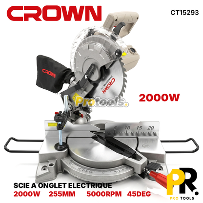 SCIE A ONGLET ELECTRIQUE 255MM 2000W CROWN | CT15293 منشار كهربائي