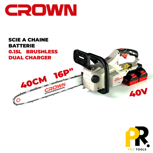 SCIE A CHAINE BATTERIE 16'POUCE 400MM 40V 4.0AH CROWN [CT29048XS-C4] منشار الخشب