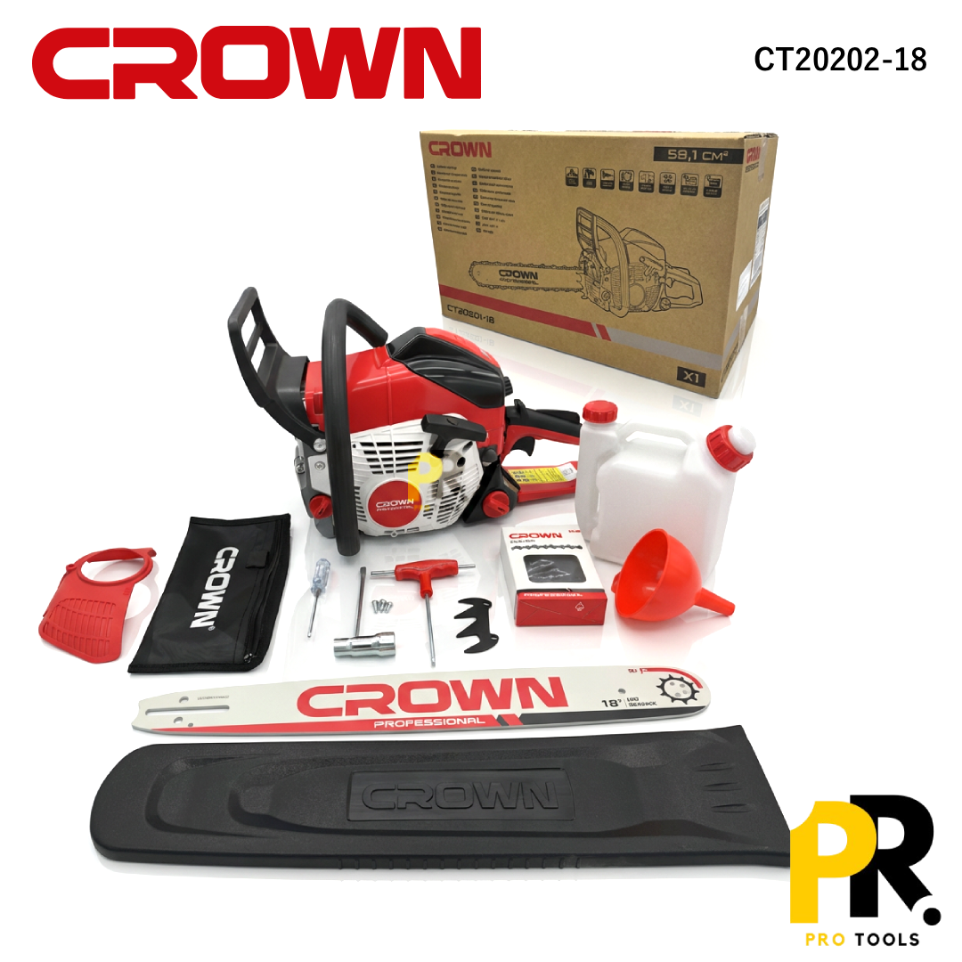 SCIE A CHAINE ESSENCE 18P 45CM 3000W CROWN | CT20202-18 منشار الخشب بالبنزين