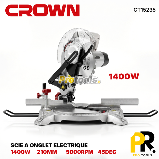 SCIE A ONGLET ELECTRIQUE 210MM 1400W CROWN [CT15235] منشار طاولة
