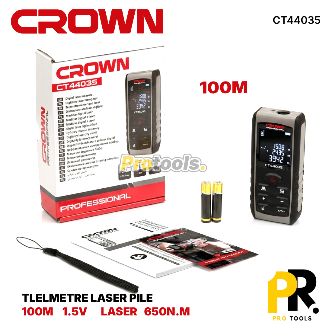 TELEMETRE LASER 100M 1.5V CROWN | CT44035 جهاز قياس المسافات بالليزر