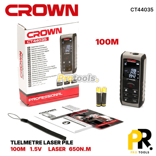 TELEMETRE LASER 100M 1.5V CROWN [CT44035] جهاز قياس المسافات بالليزر