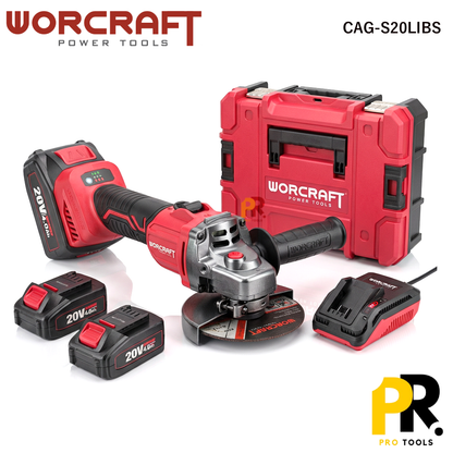 TRONCONNEUSE MEULEUSE BATTERIE 115MM 20V 4.0AH BRUSHLESS WORCRAFT | CAG-S20LIBS التقطيع