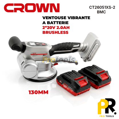 VENTOUSE VIBRANTE A BATTERIE 20V 2.0AH 130MM BRUSHLESS CROWN | CT26051XS-2 BMC الة وضع السيراميك بالاهتزاز