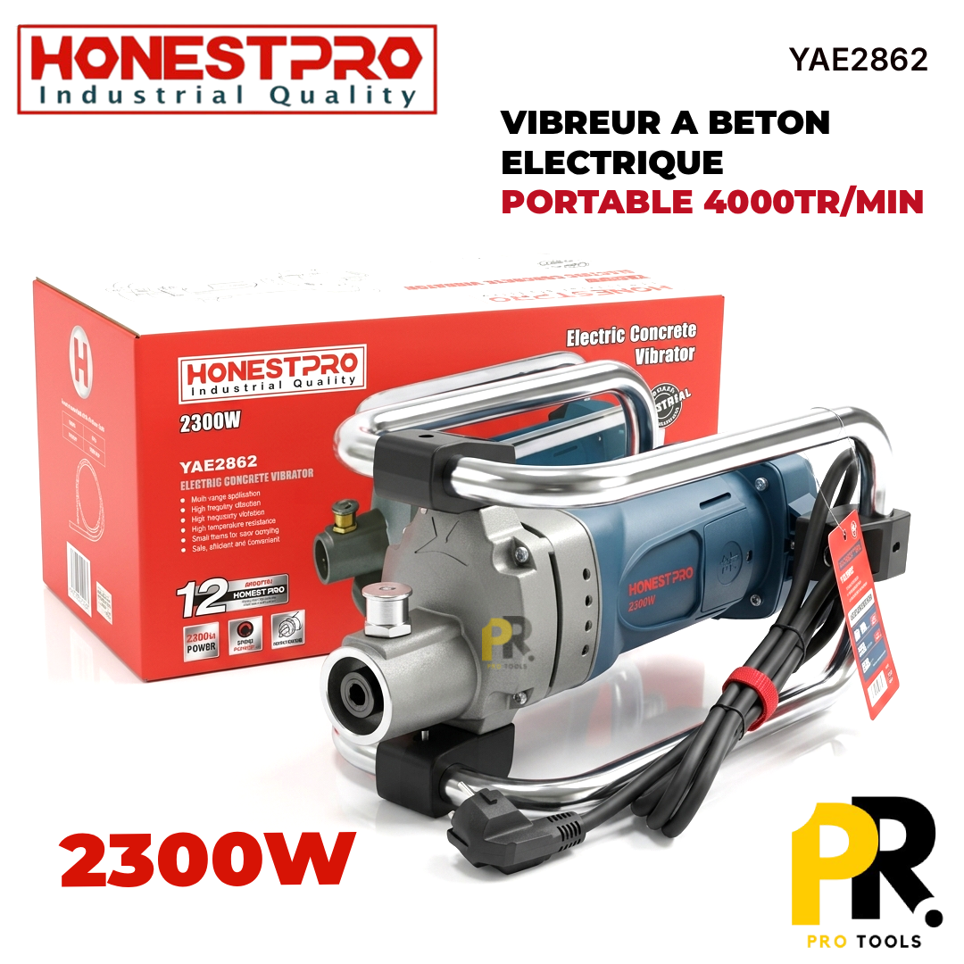 VIBREUR A BETON ELECTRIQUE PORTABLE 2300W HONESTPRO | YAE2862 جهاز هزاز الخرسانة