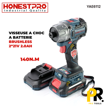 VISSEUSE A CHOC A BATTERIE 21F 2.0AH 140N.M BRUSHLESS HONESTPRO | YAE6112 آلة فك و تركيب البراغي بالصدم