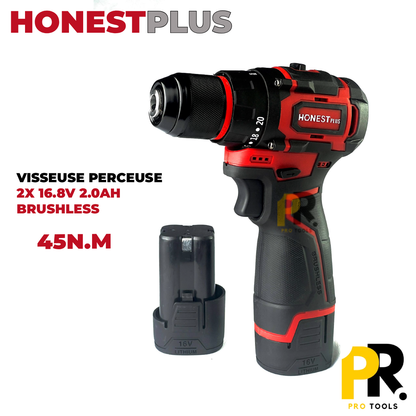 VISSEUSE PERCEUSE 16.8V 2.0AH 10MM 45N.M BRUSHLESS HONESTPLUS | YAE6124 الة فك البراغي