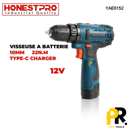 VISSEUSE A BATTERIE 12V 22N.M 10MM HONESTPRO | YAE6152 الة فك البراغي