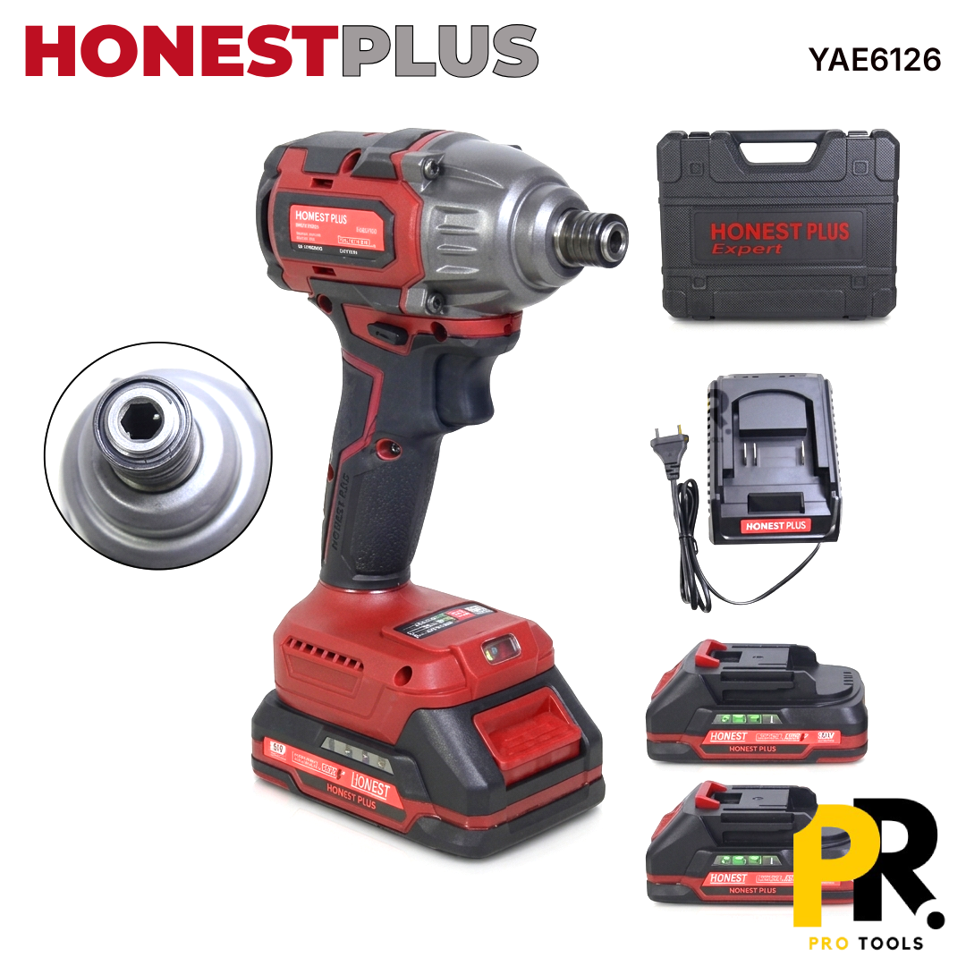 VISSEUSE A CHOC A BATTERIE 350N.M 21V 2.0AH BRUSHLESS HONESTPLUS | YAE6126 آلة فك و تركيب البراغي بالصدم