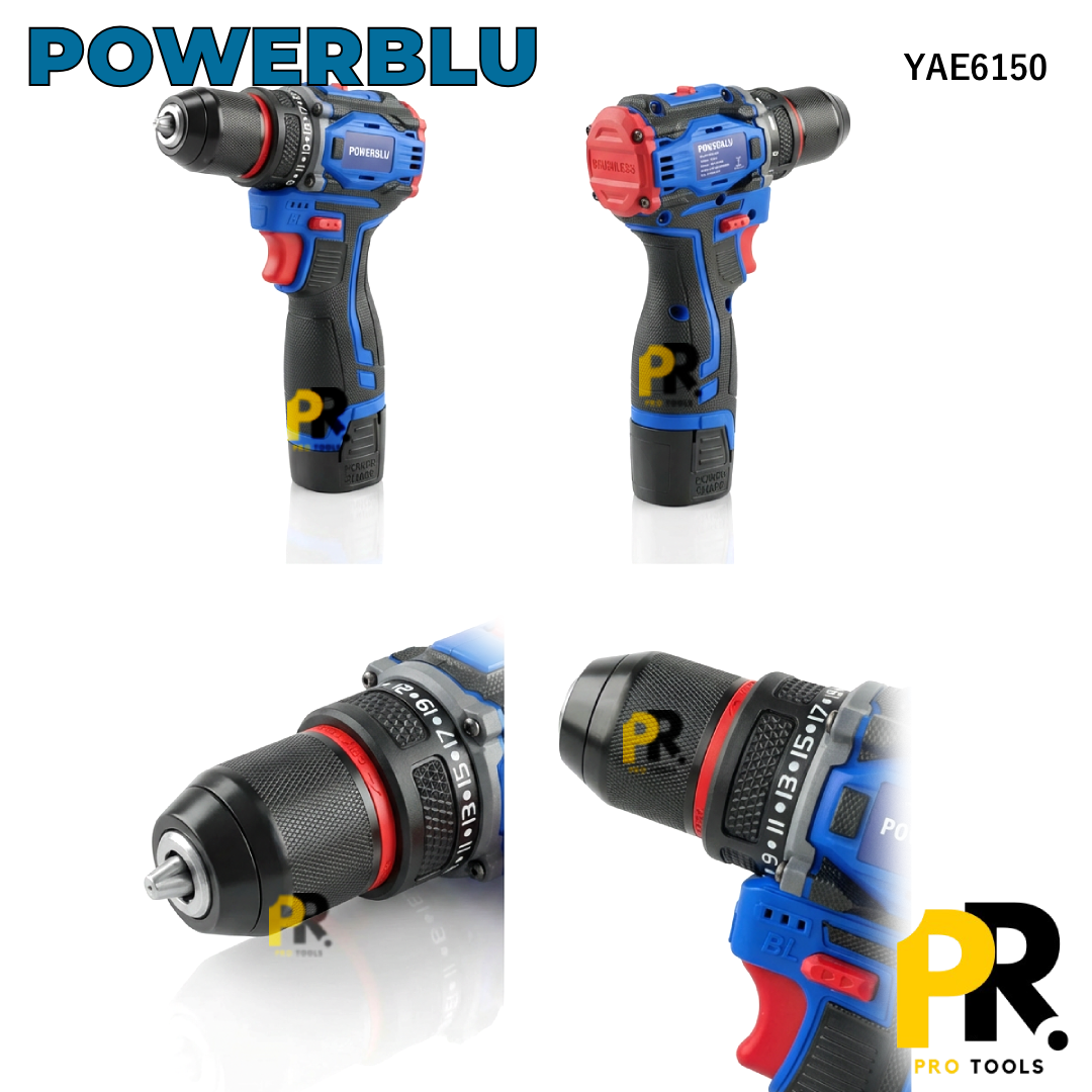 VISSEUSE PERCEUSE 16.8V 45N.M BRUSHLESS POWERBLU [YAE6150] مفك ومثقاب لاسلكي