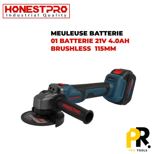 TRONCONNEUSE MEULEUSE ANGULAIRE A BATTERIE 115MM 21V 4.0AH HONESTPRO | YAE6152 الة تقطيع ببطارية