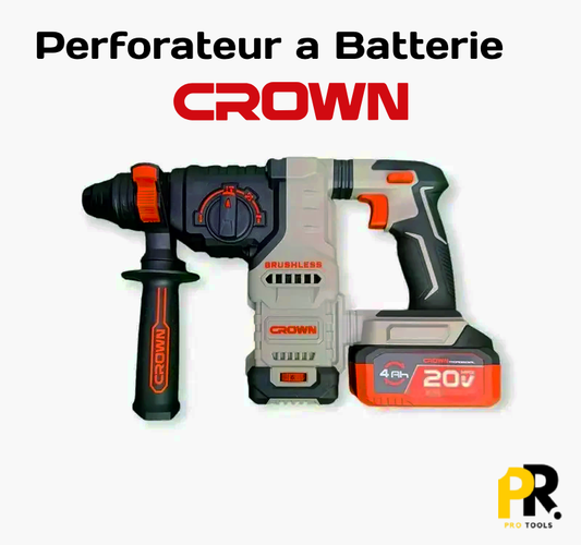 مطرقة ثقب وحفر لاسلكية CROWN ببطارية قابلة للشحن 20V CT28015XS MARTEAU PERFORATEUR  A BATTERIE 20V